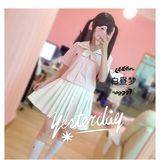 【白昼梦】 超萌软妹草莓牛奶刺绣粉色jk制服上衣+半裙短袖套装