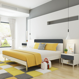 现代简约卧室家具板式床单人床1.5米双人床1.8米床简单白色床类