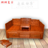 老榆木推拉罗汉床原实木双人多功能美人榻沙发床明清古典中式家具