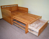 推拉床实木两用双人床多功能折叠沙发床老榆木罗汉床现代家具定制