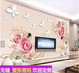 3d玫瑰蝴蝶壁纸浮雕电视背景墙客厅沙发卧室背景墙纸壁画无纺布墙