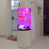 德佳鱼缸 圆柱形生态风水水族箱 超白金鱼缸 布景家用鱼缸