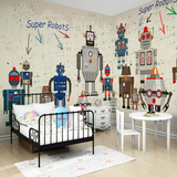 无缝超人机器人儿童房个性壁纸女孩男孩卧室无纺布墙纸定制壁画