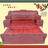 红木家具 红木床 非洲酸枝木1.8米双人床 百子双人床 带床头柜