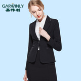2016春秋黑色通勤修身职业正装长袖西服套装一粒扣小西装外套女
