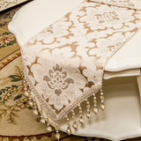 茶几桌旗欧式奢华现代西餐桌旗台布长条餐桌装饰布米色高档桌布琉