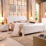 简约现代白色实木床双人床1.5米储物床1.8米高箱床婚床现代中式床