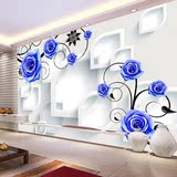 简约现代电视背景墙纸壁纸壁画客厅卧室清新大型墙画3d立体蓝玫瑰
