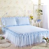 韩版蕾丝夹棉床裙床罩单件纯棉床三件套席梦思床罩床套1.5/1.8米