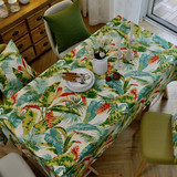 美式乡村热带植物纯棉桌布茶几布 西餐桌布布艺定制长方形台布