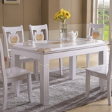 简约现代大理石餐桌椅组合一桌六椅白色实木餐桌6人长方形饭桌子