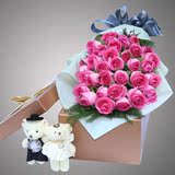 西安鲜花店同城速递 生日红玫瑰百合康乃馨礼盒送花 韩式花束礼盒