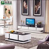 小户型客厅现代简约钢化玻璃电视柜组合宜家卧室伸缩电视机柜茶几