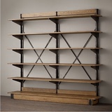 创意美式复古铁艺搁板置物架实木展示柜陈列货架个性书架loft风格