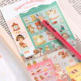 Afrocat 韩国文具可爱洋娃娃透明贴纸甜美手帐日记装饰贴画 粘纸