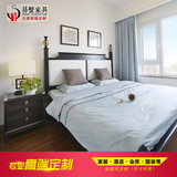 新中式实木复古布艺1.8米双人床 别墅酒店会所卧室样板房家具定制