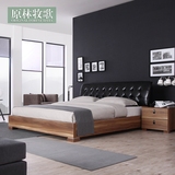 简约时尚现代高贵双人床皮床软包软靠 板式床1.5米高箱储物床1.8