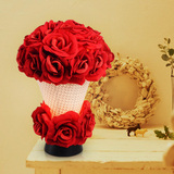 玫瑰花罩红色婚庆台灯浪漫婚房卧室床头灯长明灯结婚装饰摆件礼物