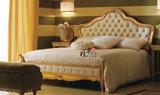 美式实木双人床 新古典小户型实木床 现代布艺雕刻婚床1.5 1.8米