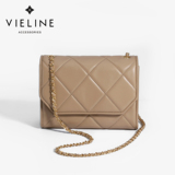 Vieline设计师品牌 头层牛皮真皮 菱格纹链条单肩斜跨小方包 女包