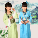 儿童古装汉服 女童民族风舞蹈演出服装 古筝 中国风仙女裙COS衣服