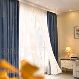 现代新中式蒲公英植绒遮光窗帘布料客厅落地窗窗帘卧室平面飘窗帘