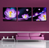 紫色调装饰画客厅现代简约花卉无框画卧室墙画沙发背景墙抽象三联