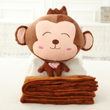 卡通猴子抱枕两用三合一空调午睡毯公仔被子毛绒玩具生日礼物女生