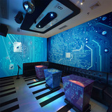 抽象3D立体电路板大型壁画网咖酒吧KTV包厢背景墙纸科技主题壁纸
