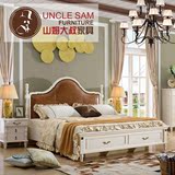 美式床实木床韩式田园风格床 仿古白公主床 雕花法式双人床1.8米