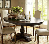 美式乡村餐桌纯实木饭桌HH椭圆形餐桌原木橡木烤漆餐桌椅组合实木