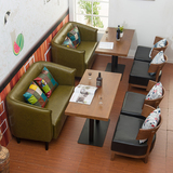 2016咖啡厅冷饮店皮艺沙发桌椅组合奶茶店甜品店酒吧靠墙卡座热卖