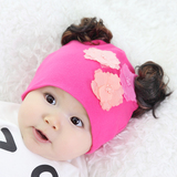 婴幼儿帽子春秋季婴儿帽子0-3-6个月新生儿假发帽宝宝公主帽男女