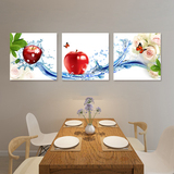 现代简约餐厅装饰画三联无框画厨房壁画饭厅酒杯墙画清新水果挂画