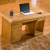 橡木台式电脑桌实木学生写字台家用笔记本电脑书桌简约现代办公桌