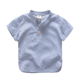 童装男童衬衫短袖2016新款半开襟儿童上衣中小宝宝竖条纹半袖衬衣
