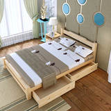 经济型白色儿童床单人实木床松木床现代简约1.8米双人床储物床