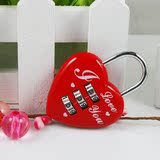 七夕创意同心锁情侣密码锁可爱红色心型密码挂锁数字箱包锁书包锁