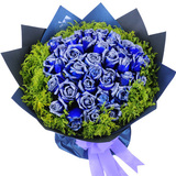 鲜花速递蓝玫瑰花束蓝色妖姬生日礼品花束 33枝蓝玫瑰 武汉鲜花
