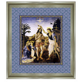艺微圣经故事圣诞装饰画有框画画像圣像肖像耶稣受洗