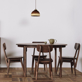 北欧日式原木家具定制黑胡桃木实木现代简约圆形餐桌梵几