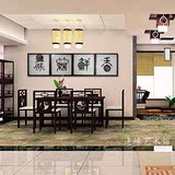 水墨瓷盘实物画玄关新中式装饰画餐厅挂画组合中国风