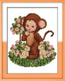 最新款精准印花十字绣可爱的猴宝宝生肖猴子动物系列小幅卧室挂画