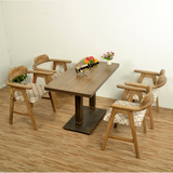 美式复古咖啡厅水曲柳实木餐桌椅组合茶餐厅休闲主题西餐厅桌椅