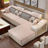 沙发 布艺沙发 皮布沙发 转角组合简约现代大户型可拆洗布艺沙发