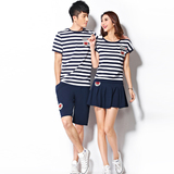 休闲套装情侣夏装韩版男士运动短袖短裤跑步运动服两件套女运动装