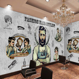 欧式复古个性时尚发型理发店壁纸发廊造型屋装饰背景墙纸大型壁画