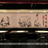 大型现代中式牛杂历史传统壁画百年美食文化壁纸牛杂店背景墙墙纸