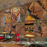 大型欧式生锈金属湍墙纸怀旧复古咖啡厅壁画酒吧背景墙简约3D壁纸