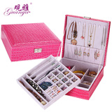木质首饰盒公主欧式两层化妆箱收纳盒项链梳妆盒韩国结婚生日包邮